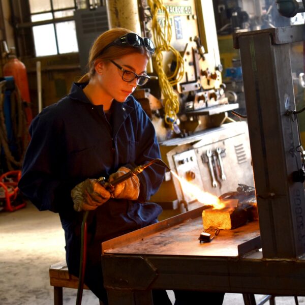 I shot this student welding a piece of metal.