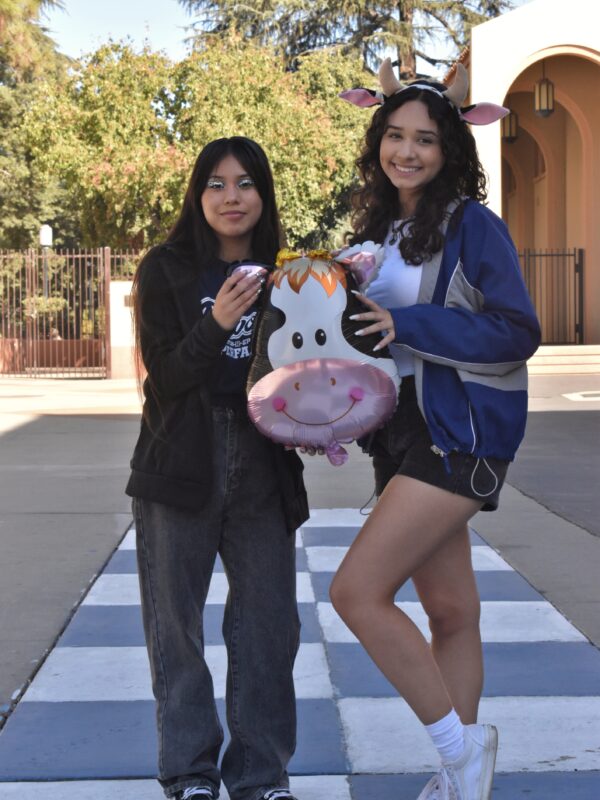 Students showing their school spirit for the Cowhide game.